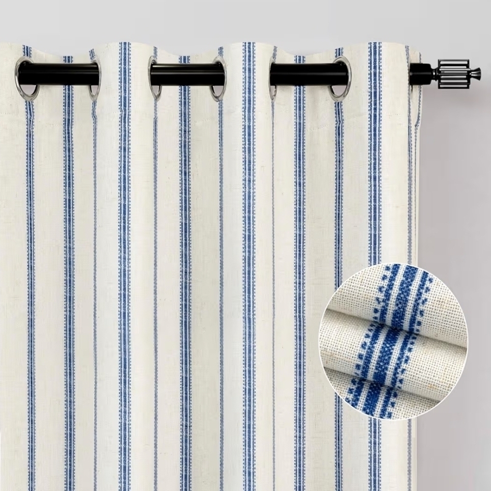 Striped Blue and White Curtains